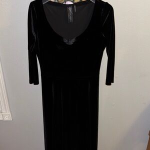 Norma Kamali Long Black Velvet Dress
